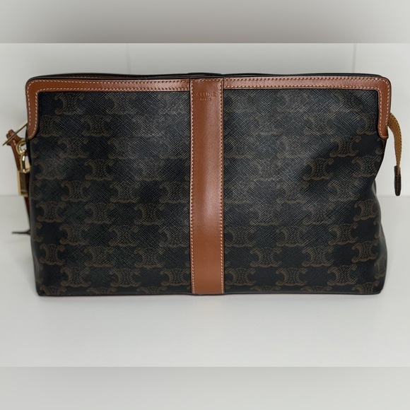 Celine Brown Triomphe Canvas Toiletry Pouch - Picture 5 of 16